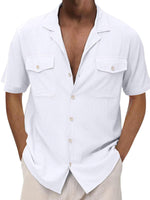 Short Sleeve Cardigan with Double Pockets for Men