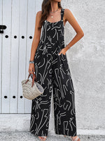 Abstract Print Wide-Leg Sleeveless Jumpsuit for Women