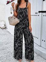 Abstract Print Wide-Leg Sleeveless Jumpsuit for Women