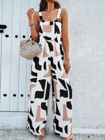 Abstract Print Wide-Leg Sleeveless Jumpsuit for Women