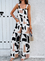 Abstract Print Wide-Leg Sleeveless Jumpsuit for Women