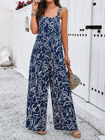 Abstract Print Wide-Leg Sleeveless Jumpsuit for Women