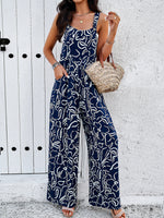 Abstract Print Wide-Leg Sleeveless Jumpsuit for Women