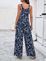 Abstract Print Wide-Leg Sleeveless Jumpsuit for Women