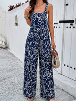 Abstract Print Wide-Leg Sleeveless Jumpsuit for Women