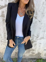 Solid Long Sleeve Double-Breasted Blazer for Women