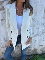 Solid Long Sleeve Double-Breasted Blazer for Women