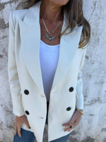 Solid Long Sleeve Double-Breasted Blazer for Women